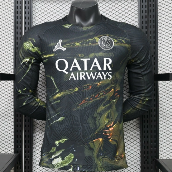 Player Version 26/27 Paris Saint-Germain Fourth Black & Gold/Green Lava Print Long Sleeve Special Edition Jersey