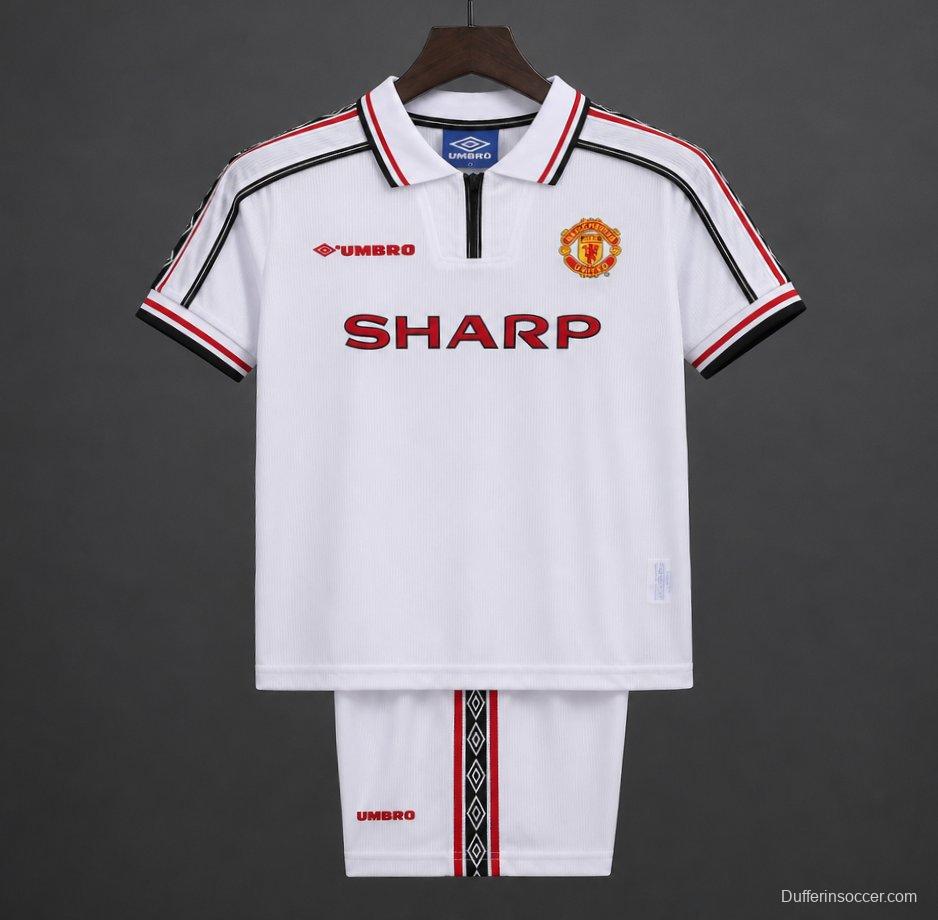 Retro Kids 98/99 Manchester United White Commemorative Jersey