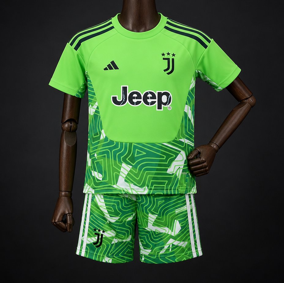 26/27 Kids Juventus Goalkeeper 2 Green Jersey Kit